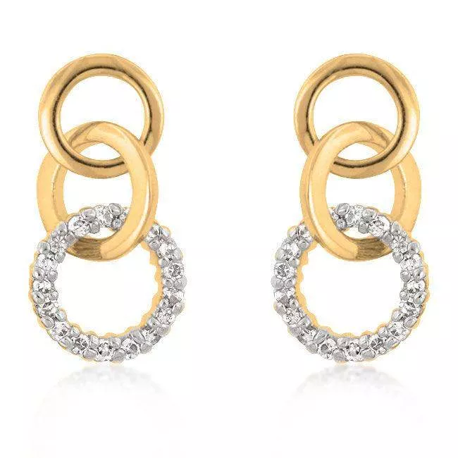 Goldtone Finish Triplet Hooplet Earrings