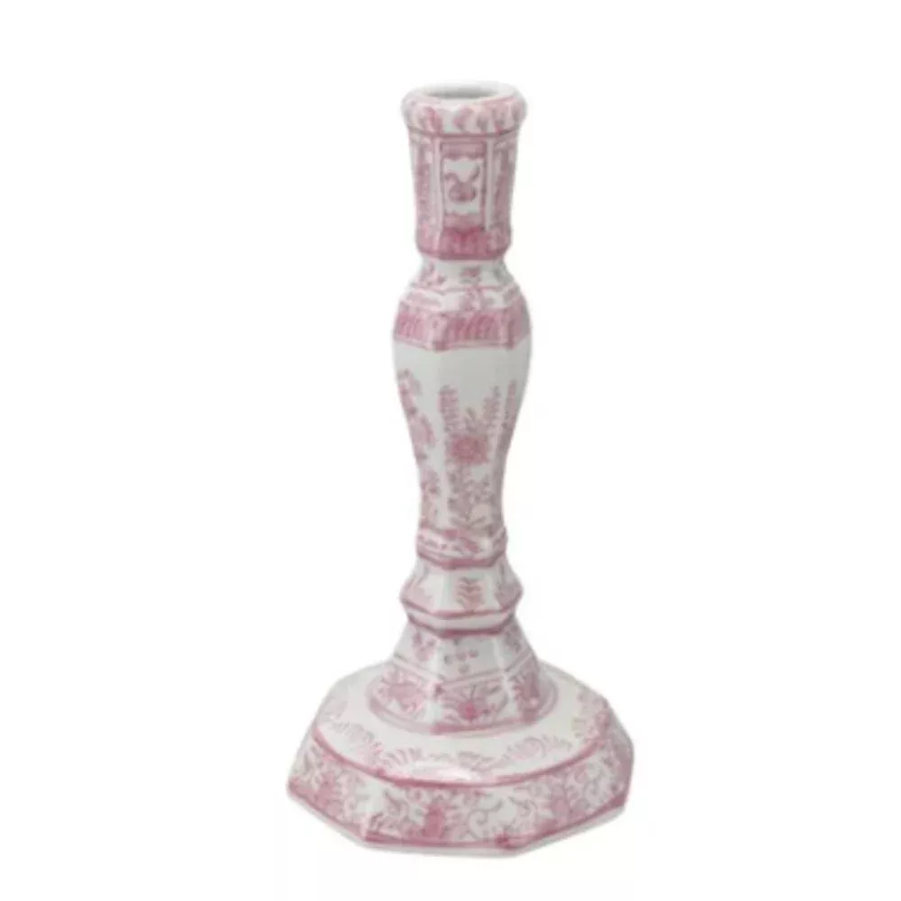 Hazel Mazel Pink & White Stoneware Taper Holder