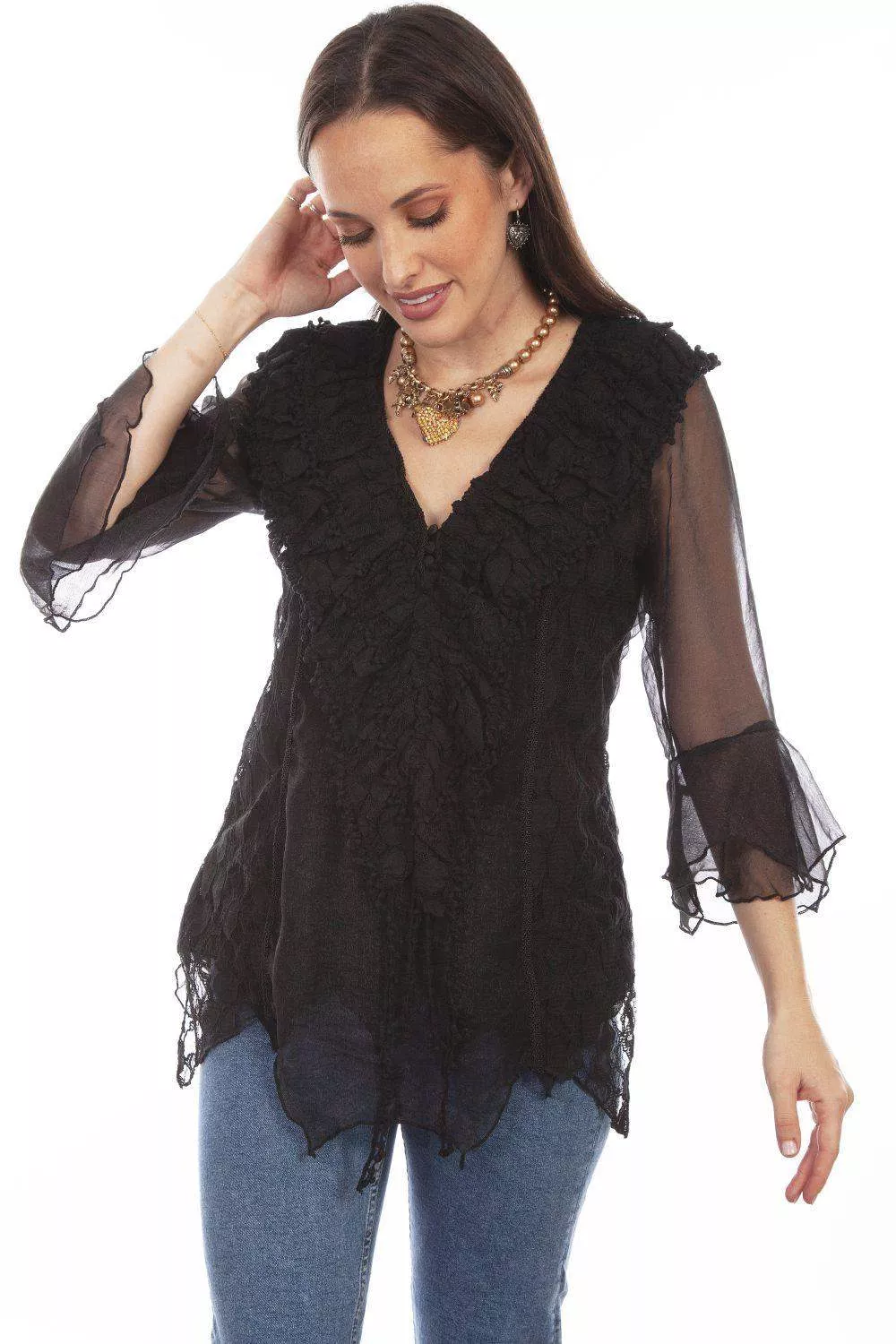 Honey Creek Black Crochet Lace Top