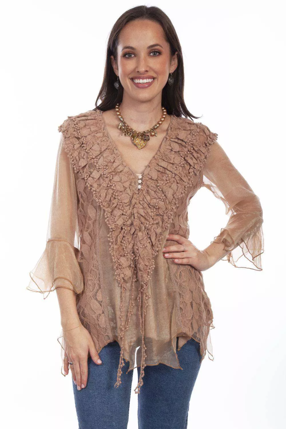 Honey Creek Natural Crochet Lace Top