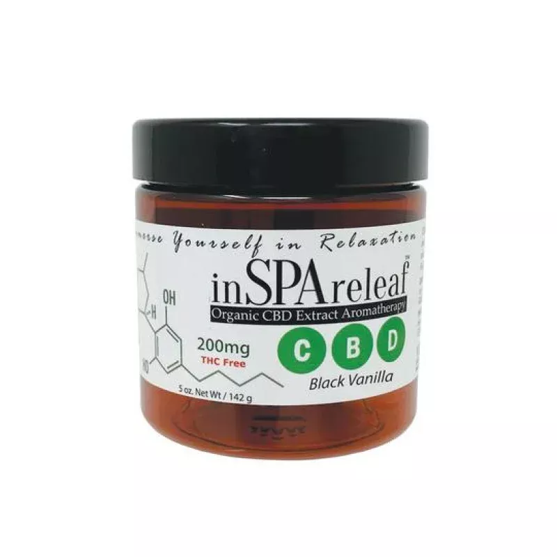inSPAreleaf – Organic CBD Extract Aromatherapy 5oz Spa Crystals – Black Vanilla