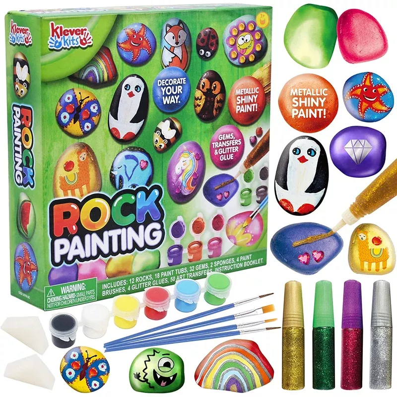 KLEVER KITS – Rock Painting Kit 12 Rocks