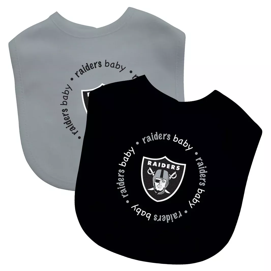 LAS VEGAS RAIDER BABY BIBS – 2 PACK – BLACK/GRAY