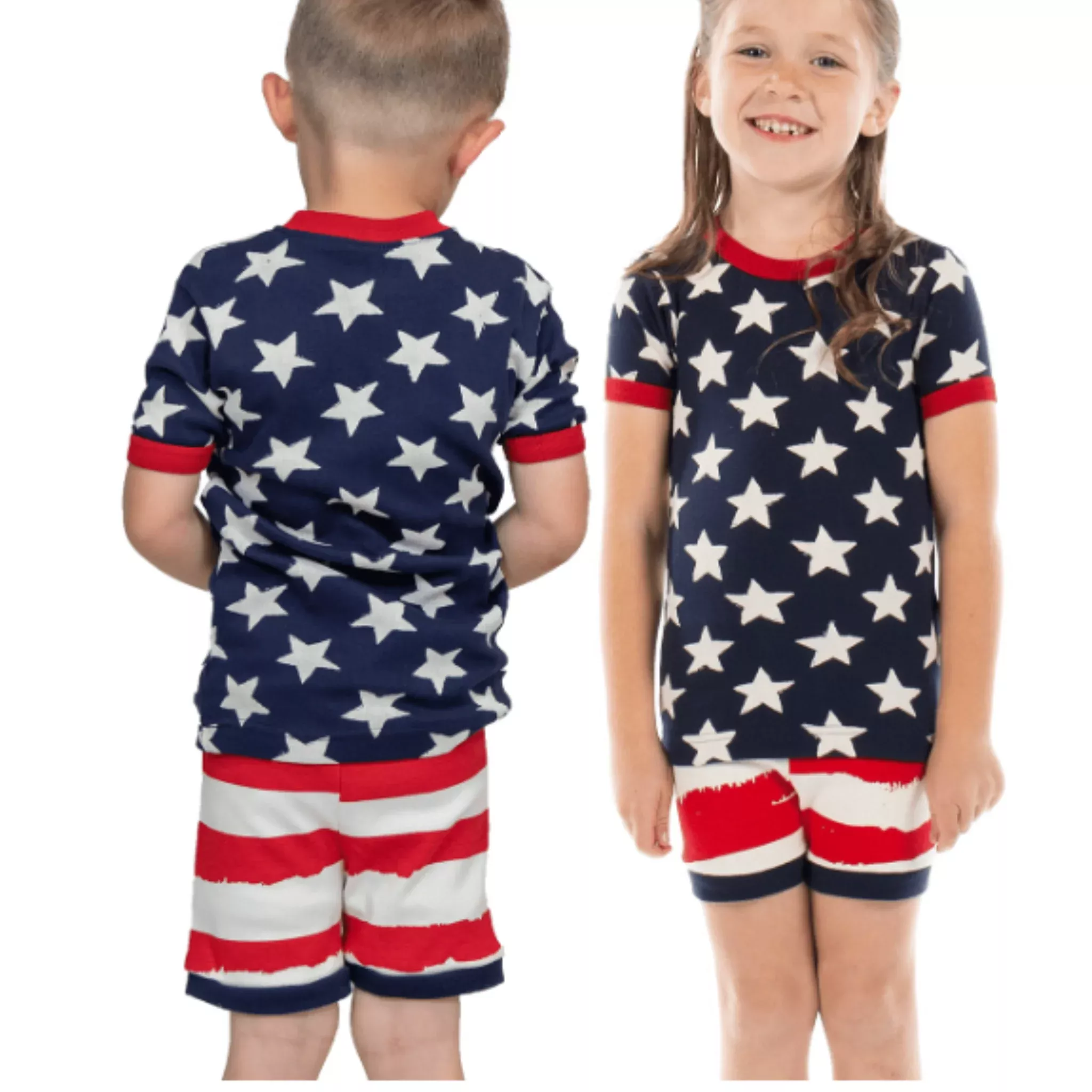 Lazy One Kids’ USA PJ Short Set – Red White Blue