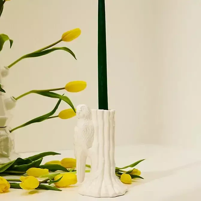 Lilly Pulitzer Tapered Candle Holder - Resort White Parrot