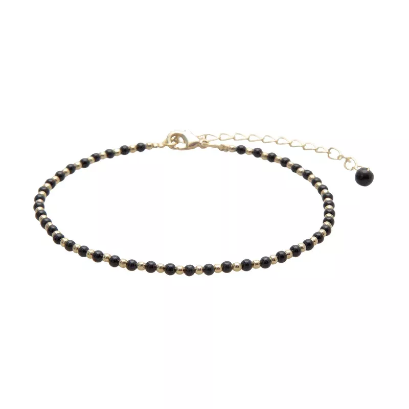 Lotus and Luna Balance Onyx Gold Anklet