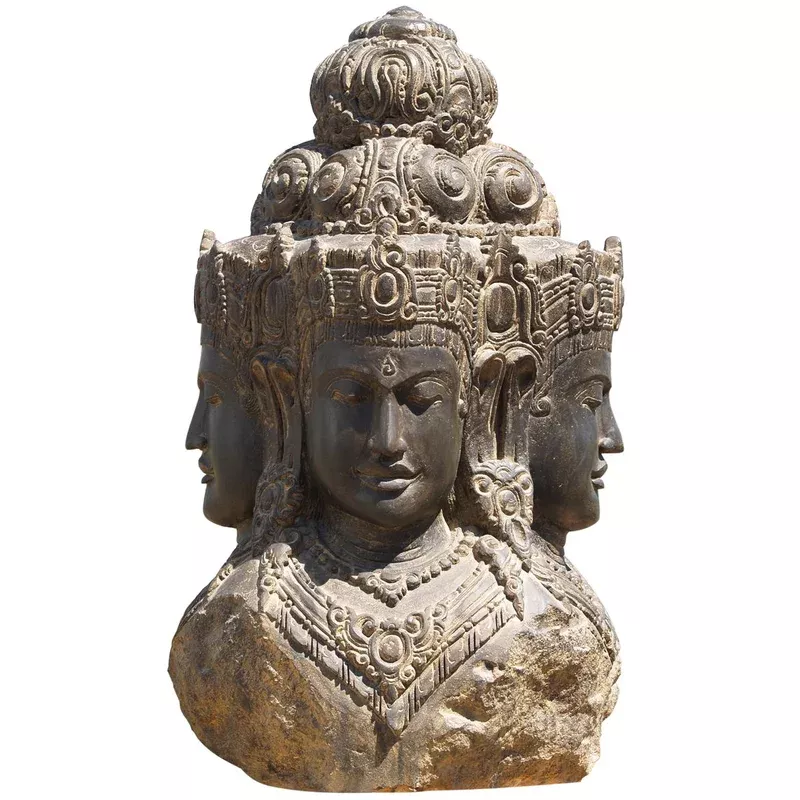 Lotus Sculpture Stone 4 Faced Brahma Statue 40″