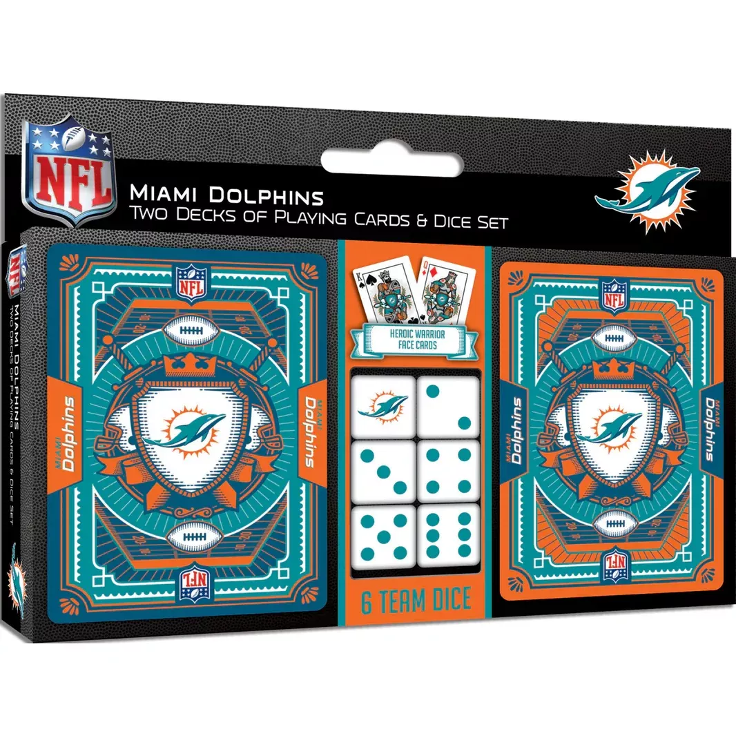 MIAMI DOLPHINS 2-PACK CARD AND DICE SET