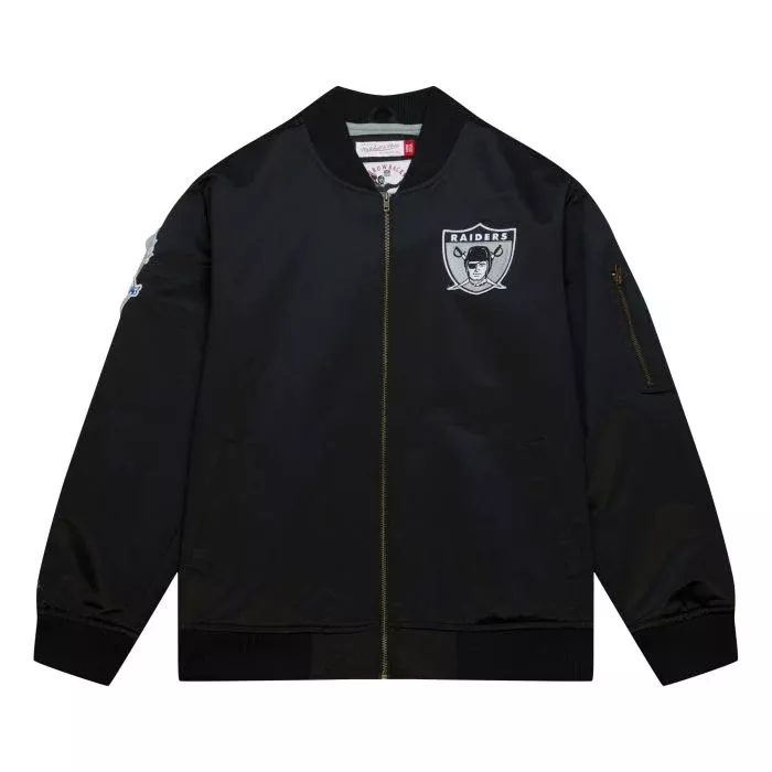 Mitchell & Ness Oakland Raiders Lightweight Satin Bomber Vintage Logo