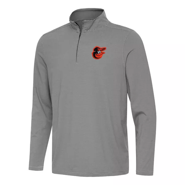 MLB Baltimore Orioles Antigua Twine 1/4 Zip Pullover Jacket – Black
