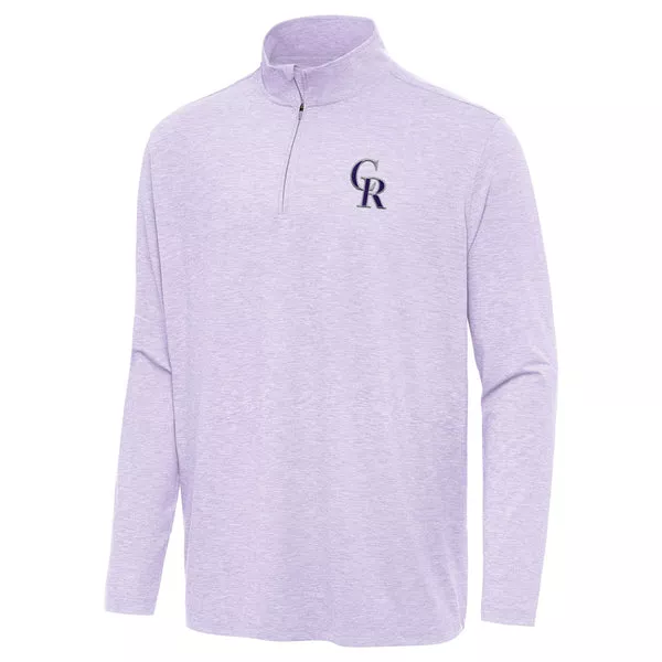 MLB Colorado Rockies Antigua Hunk 1/4 Zip Pullover Jacket - Lilac