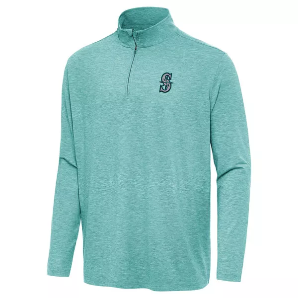 MLB Seattle Mariners Antigua Hunk 1/4 Zip Pullover Jacket - Turquoise