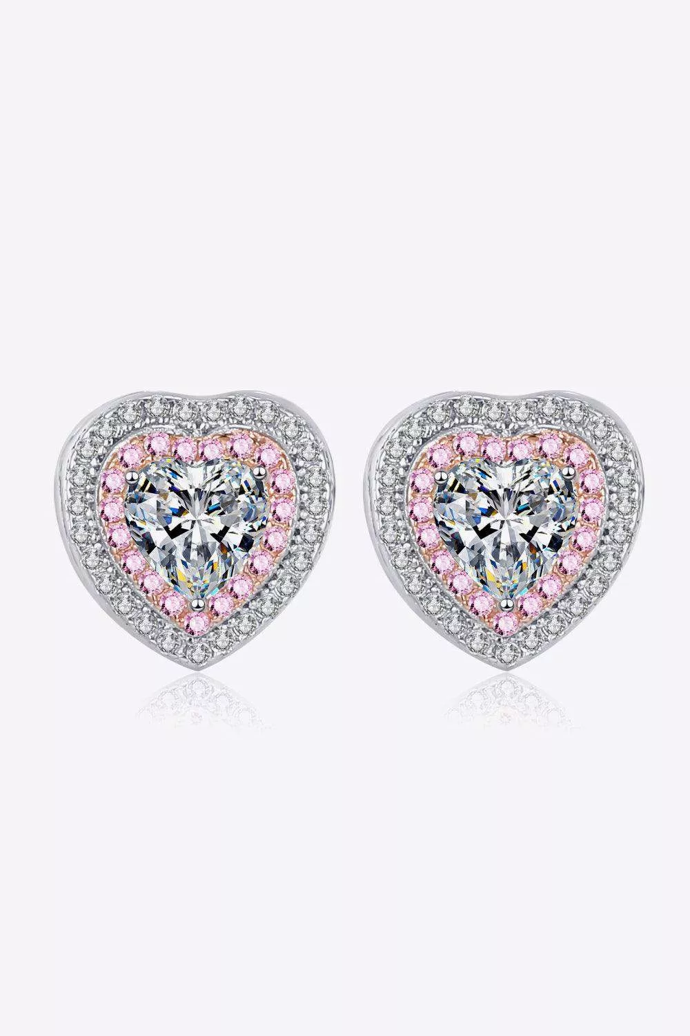 Moissanite Heart-Shaped Stud Earrings
