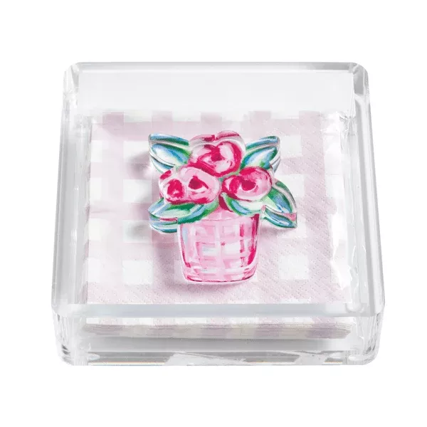 Mud Pie Flower Napkin Holder and Weight Set