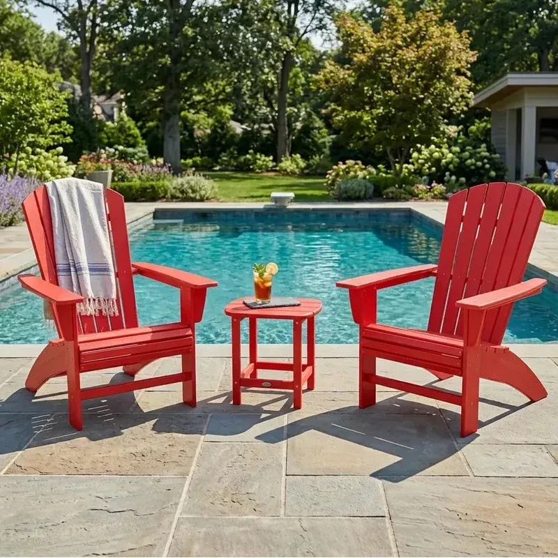 Nautical 3 Piece Curveback Adirondack Set