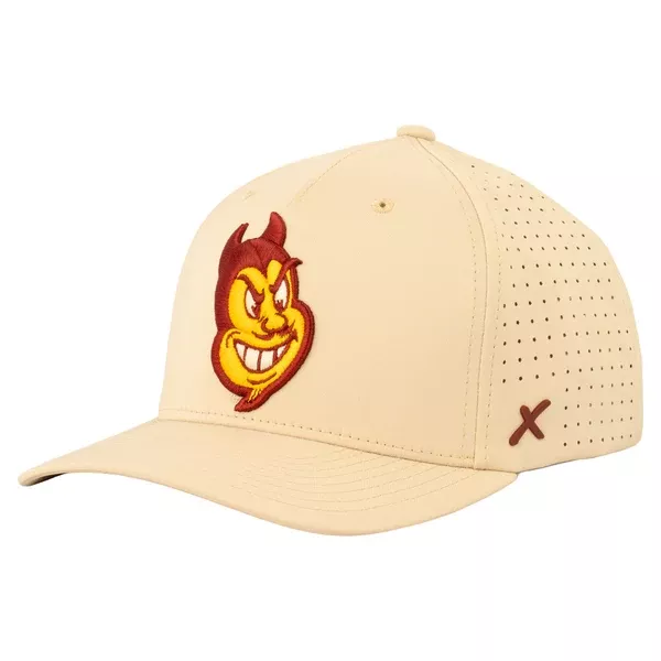 NCAA Arizona State Sun Devils CapX Sparky Face Circuit X08 Snapback Hat - Stone