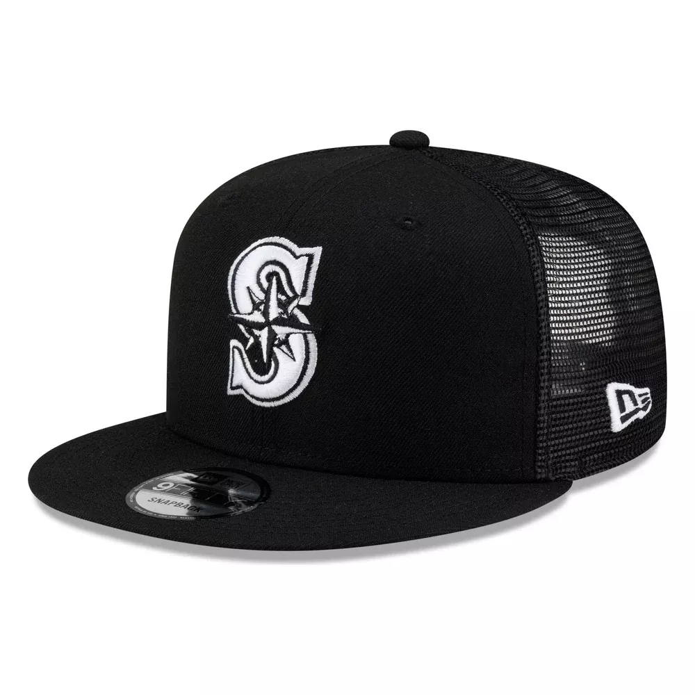New Era Seattle Mariners 9FIFTY Trucker Snapback Hat - Black/White