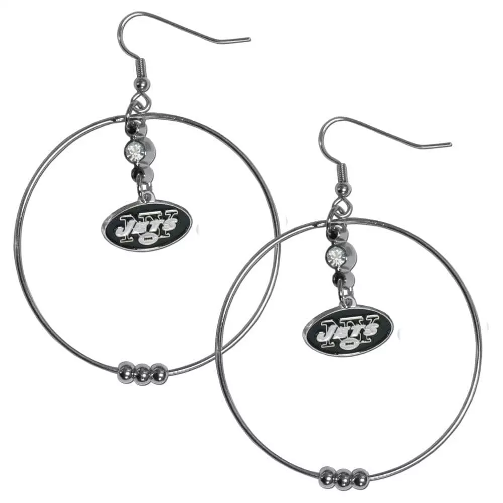 New York Jets 2 Inch Hoop Earrings