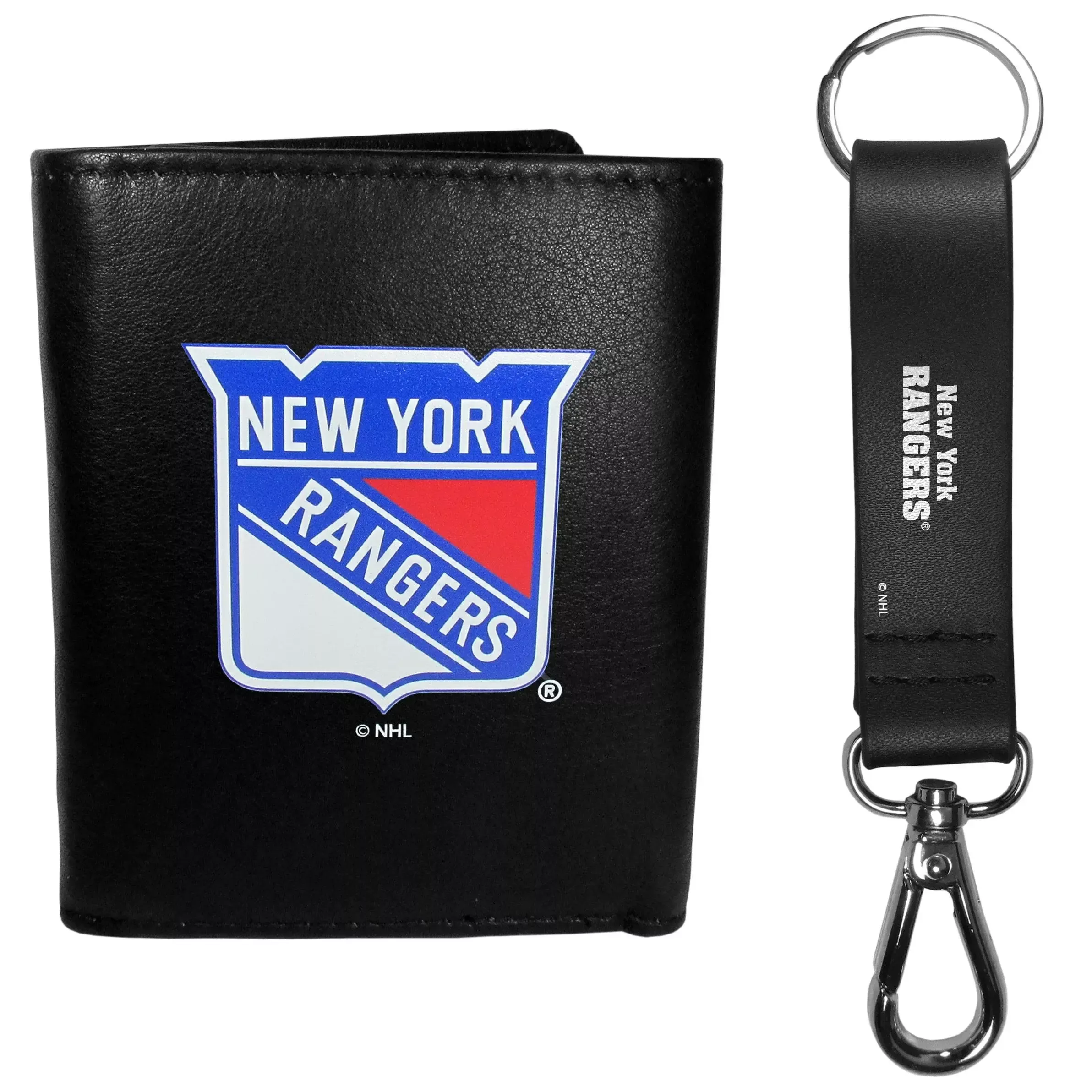 New York Rangers Leather Tri-fold Wallet & Strap Key Chain