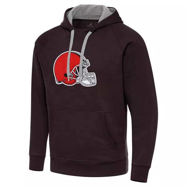 NFL Cleveland Browns Antigua Full Front Victory Pullover Hoodie – Brown