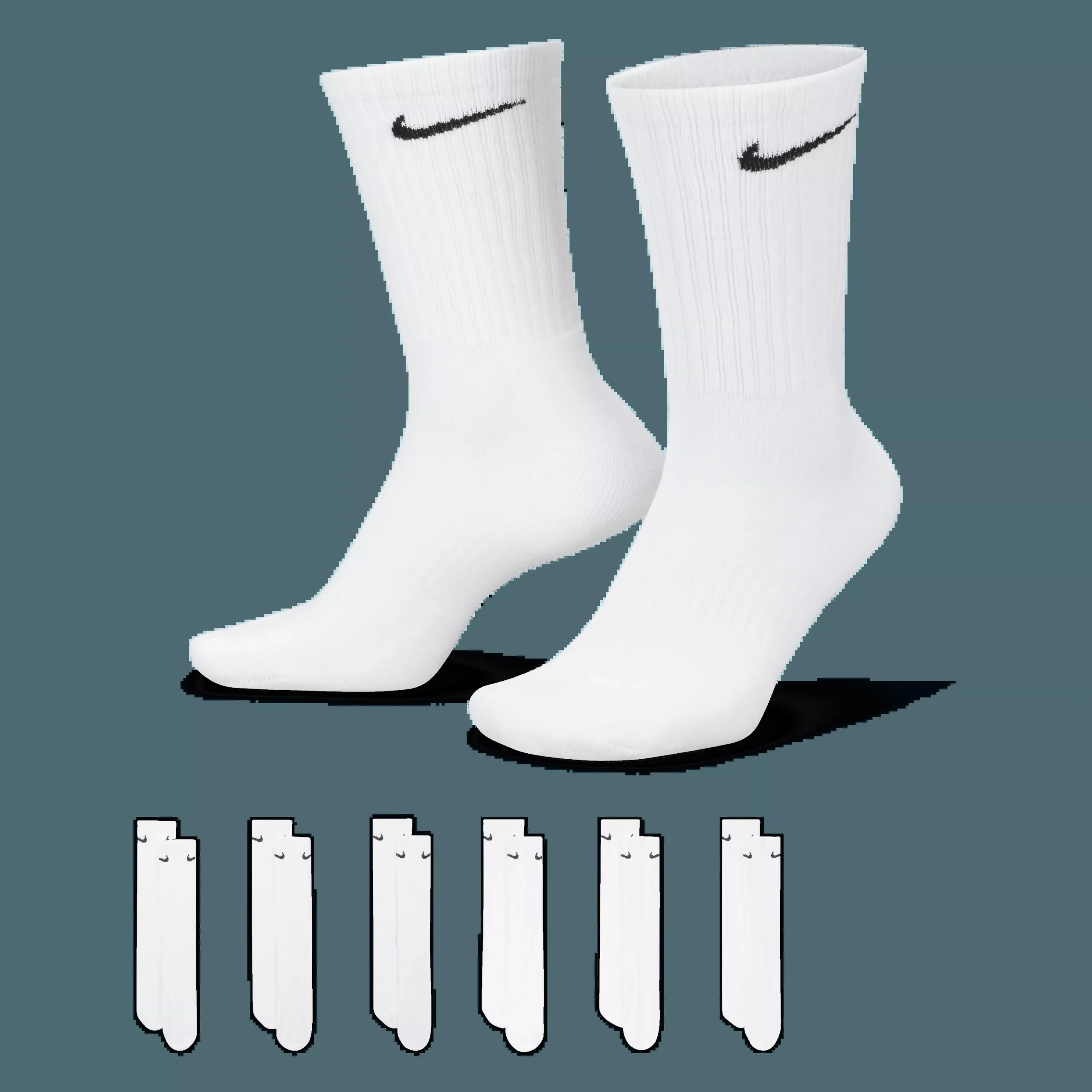 Nike Everyday Cushioned Training Crew Socks (6 Pairs)-White