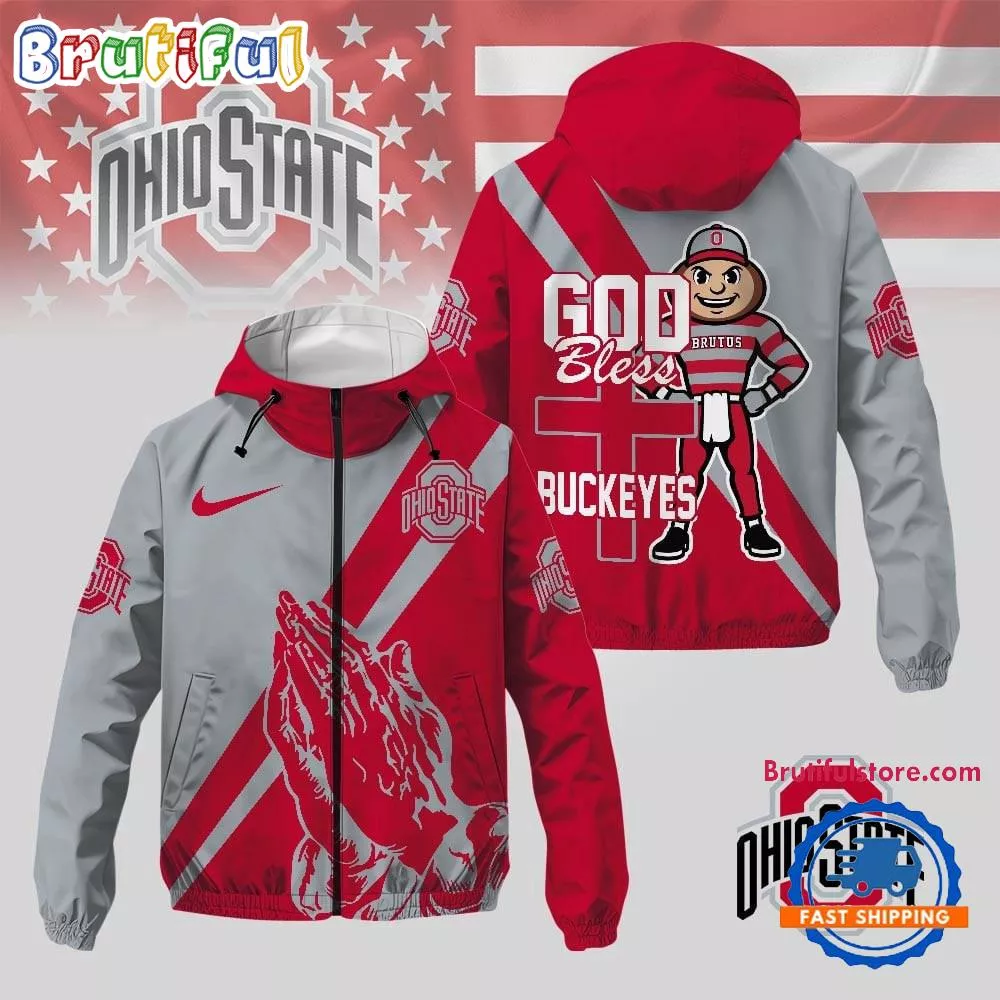 Ohio State Buckeyes 2025 NCAA God Bless My Team Windbreaker Jacket