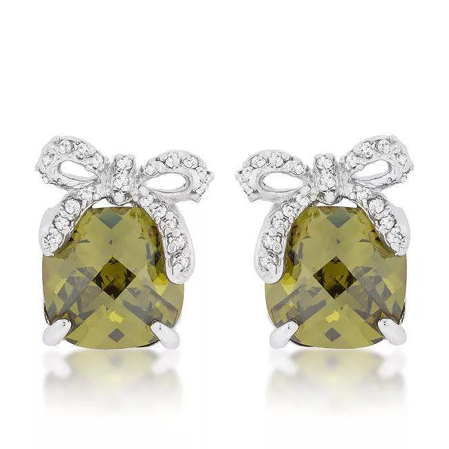 Olivine Drop Earrings with Bow