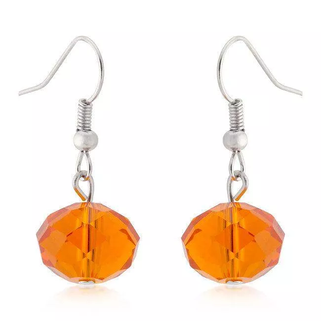 Orange Faceted Bead Earrings