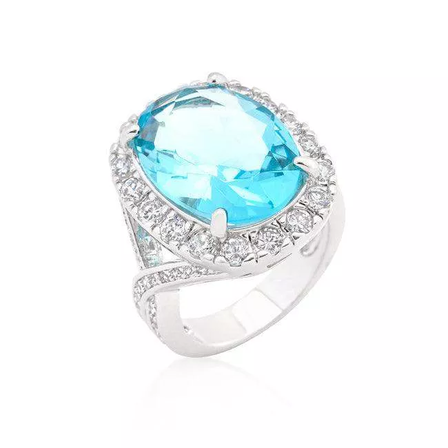 Oval Blue Topaz Cocktail Ring
