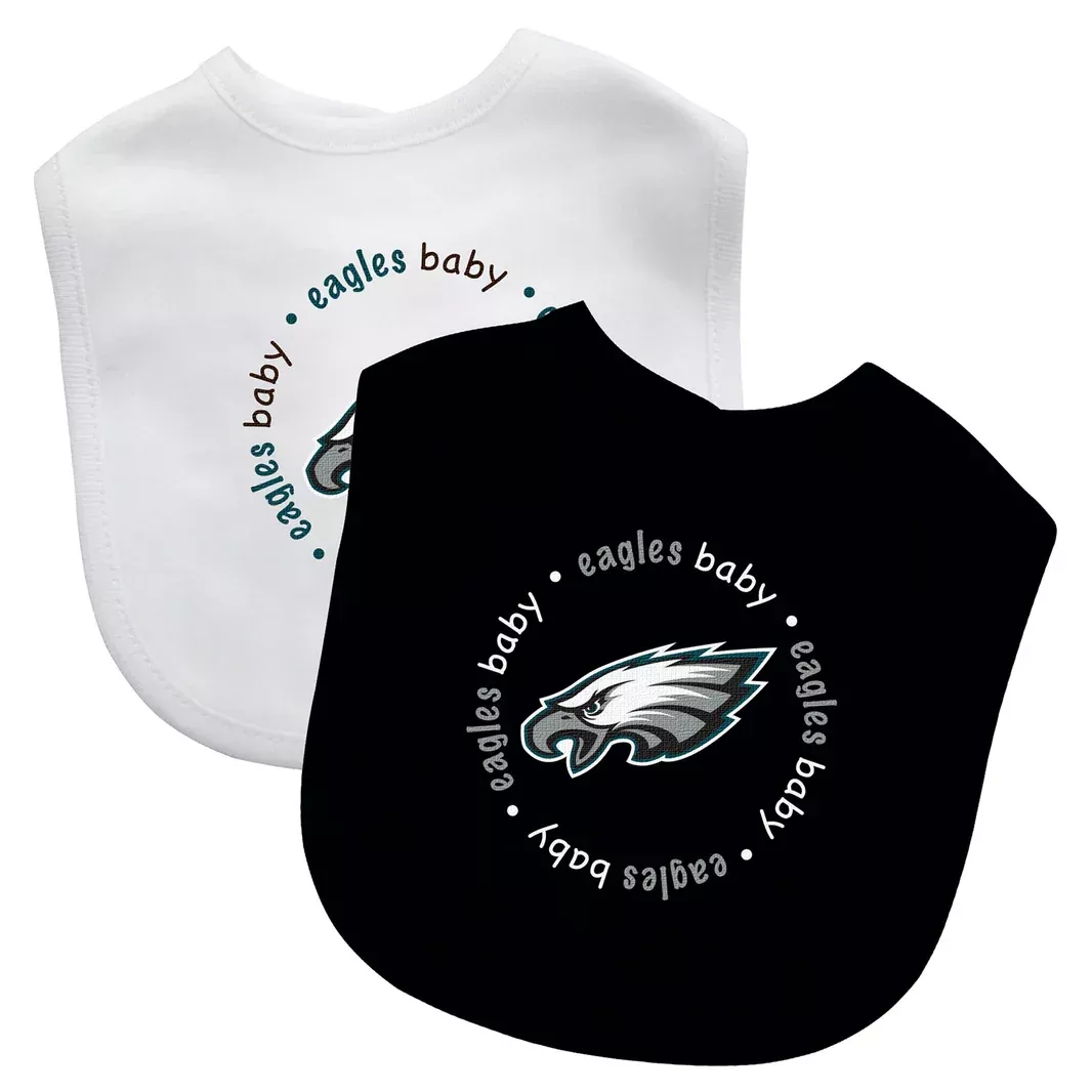 PHILADELPHIA EAGLES BABY BIBS – 2 PACK – BLACK/WHITE