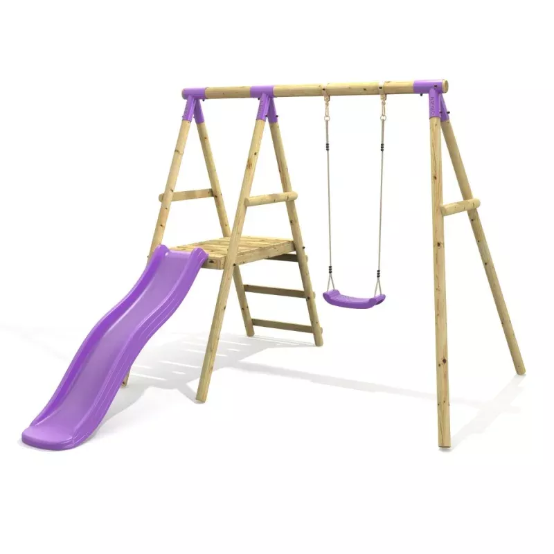 Rebo Single Swing Set with Slide – Apollo Purple