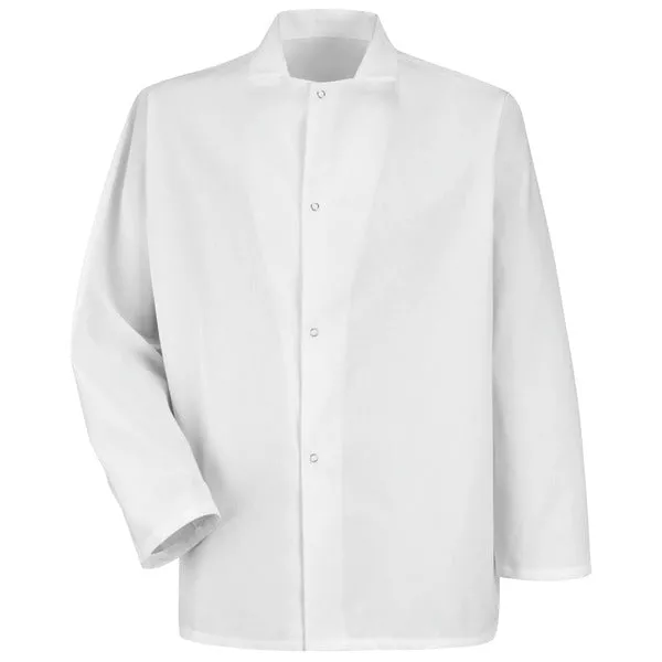 Red Kap Gripper-Front Short Butcher Coat - White