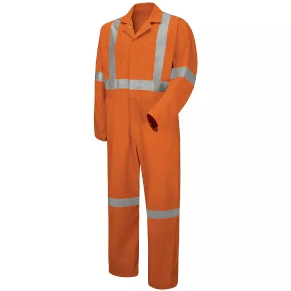 Red Kap Hi-Visibility Button-Front Coverall With CSA Compliant Reflective Trim – Orange
