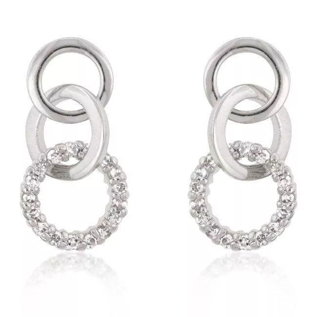Rhodium Plated Finish Triplet Hooplet Earrings