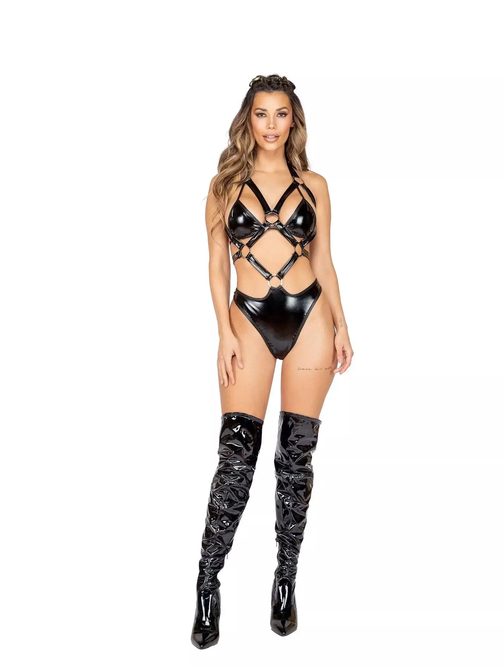 Roma Costume 1pc Latex Holster Romper with Ring
