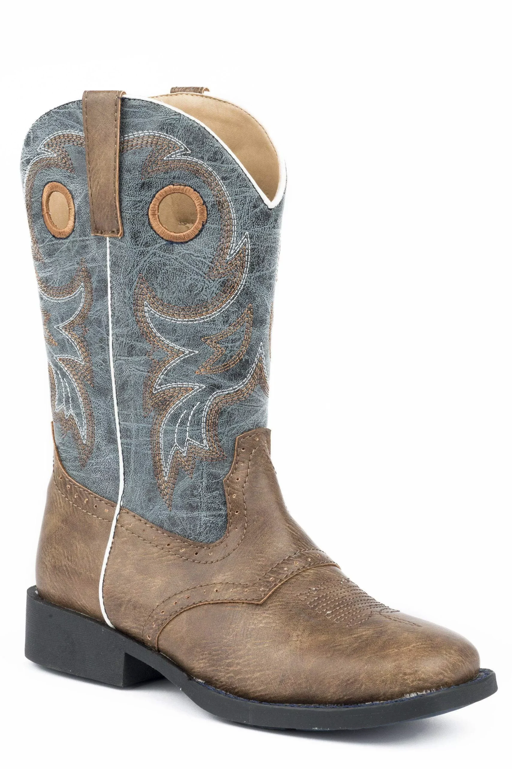 ROPER BIG ROPER BOYS DISTRESSED BROWN WITH SADDLE VAMP