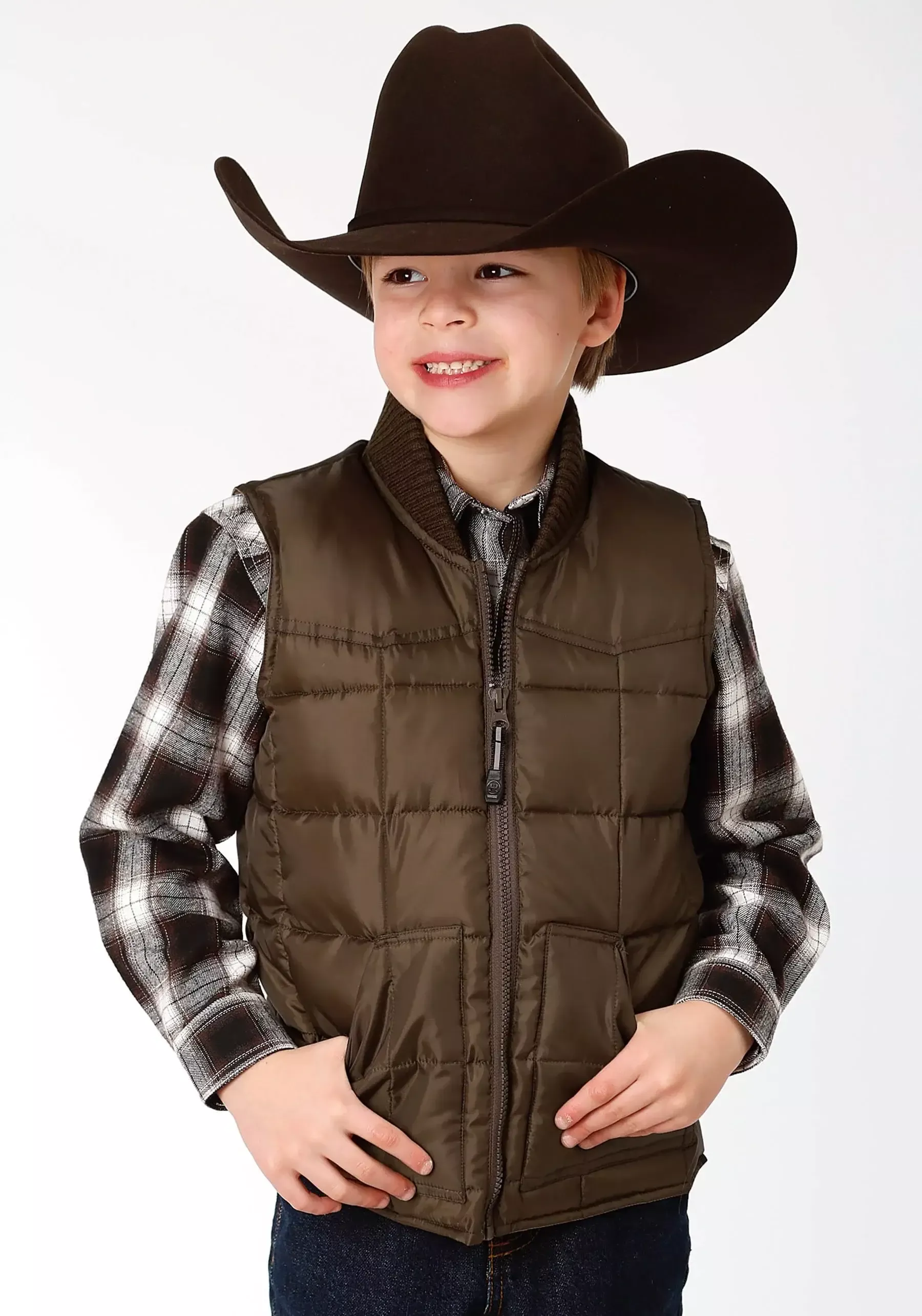 Roper Boys Brown Poly-Filled Vest