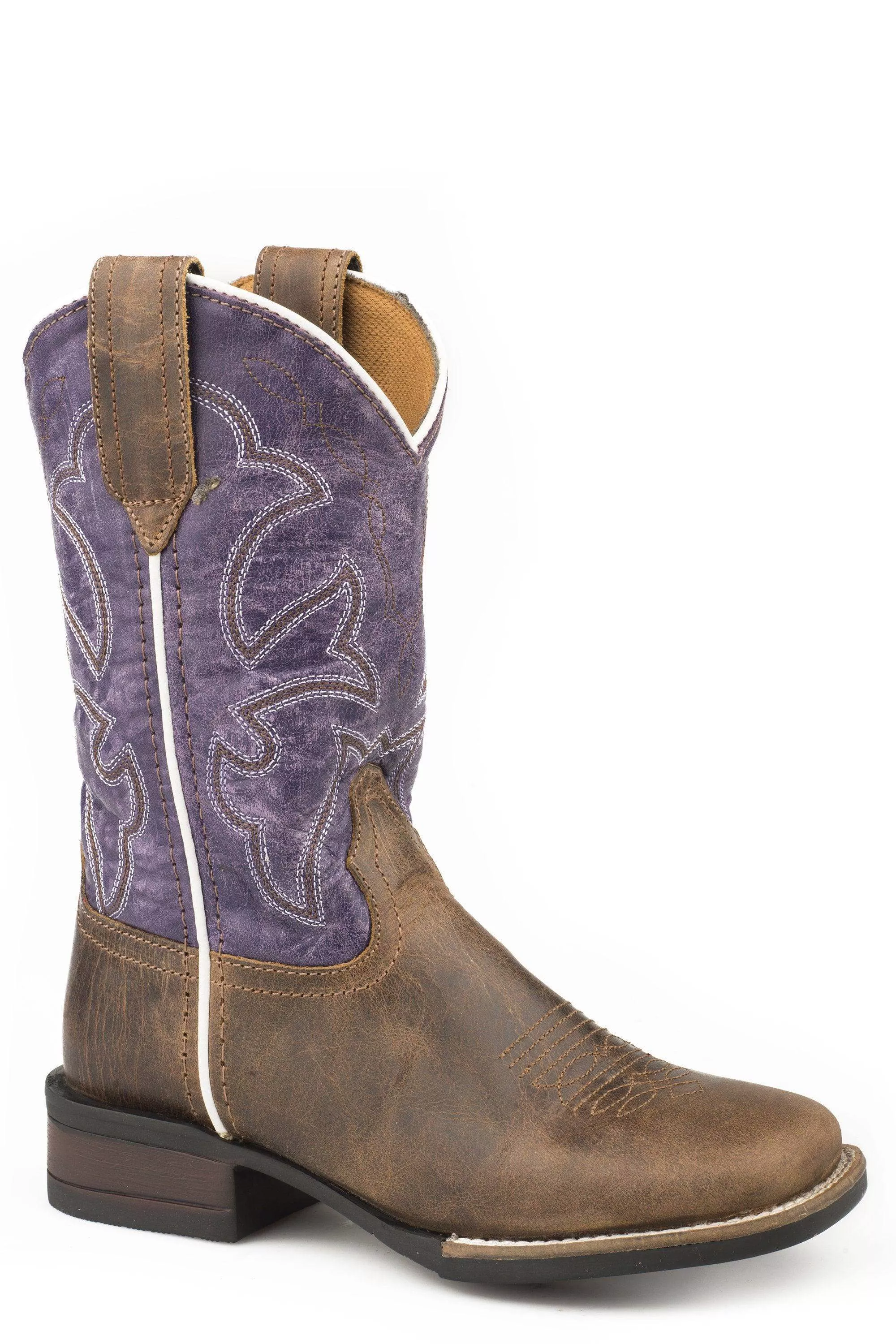 ROPER LITTLE GIRLS MEDIUM BROWN LEATHER VAMP