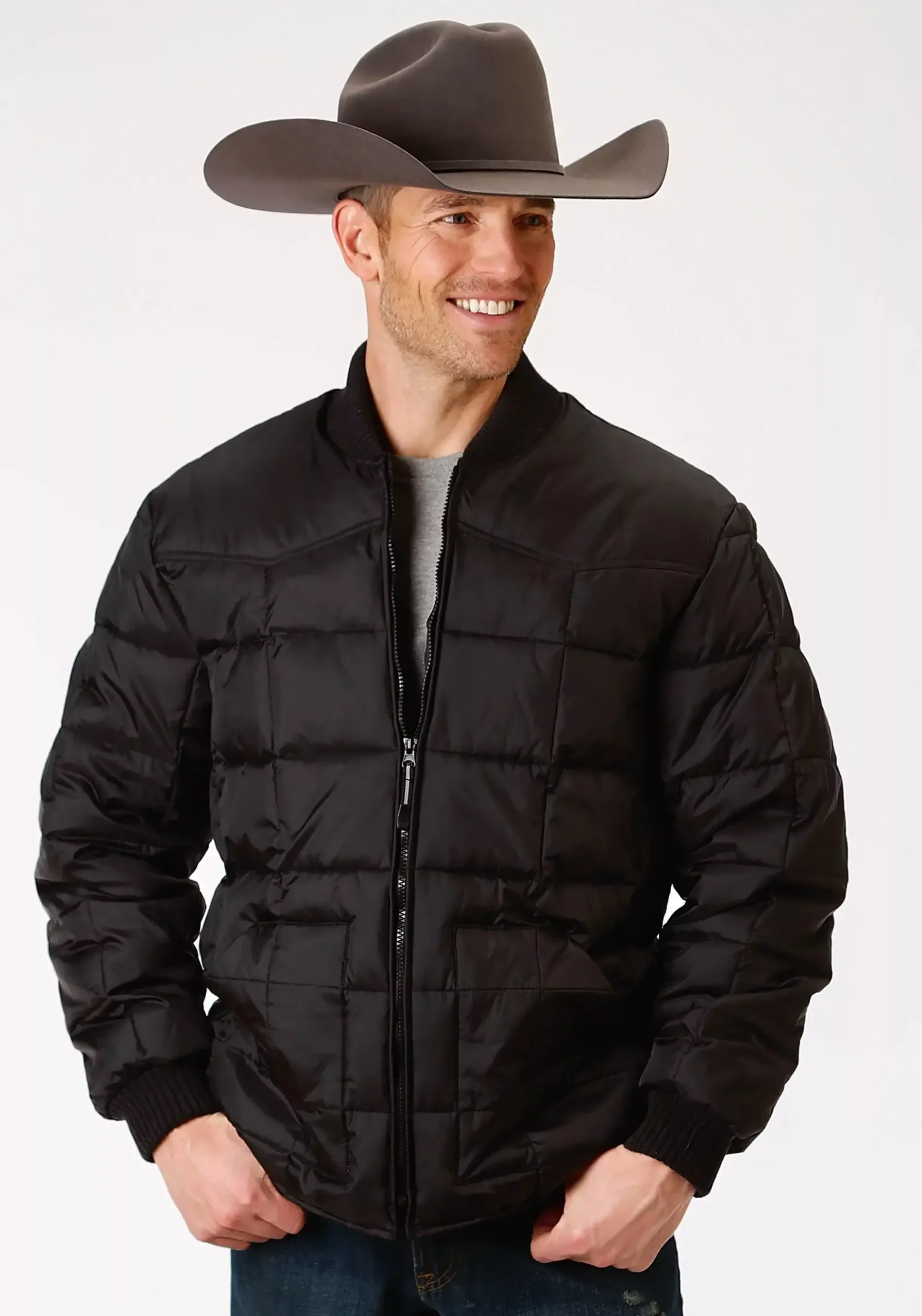ROPER MENS BLACK POLY-FILLED JACKET