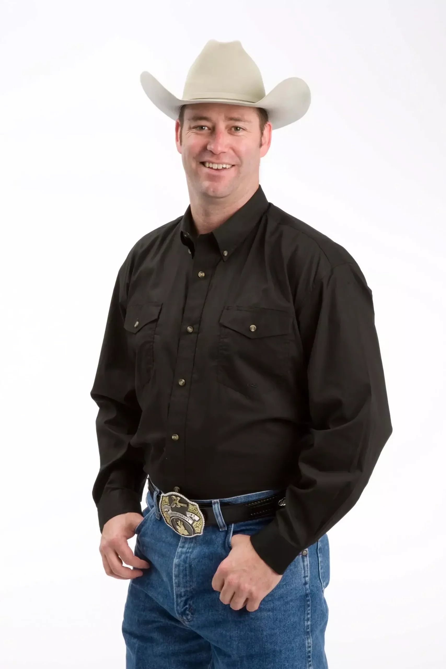 Roper Mens Black Solid Long Sleeve Western Button Shirt
