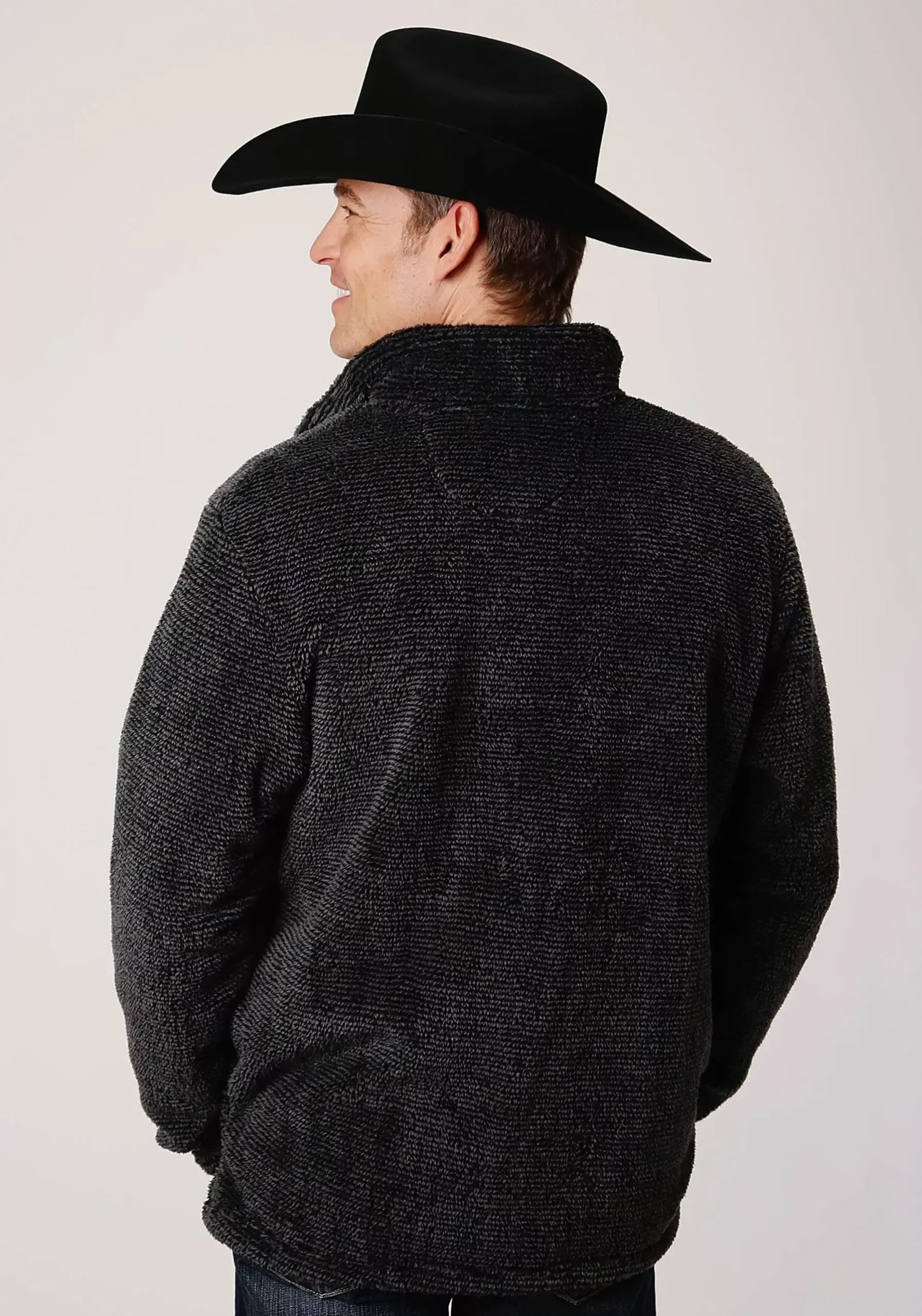 Roper Mens Gray Melange Fleece3/4 Zip Pullover