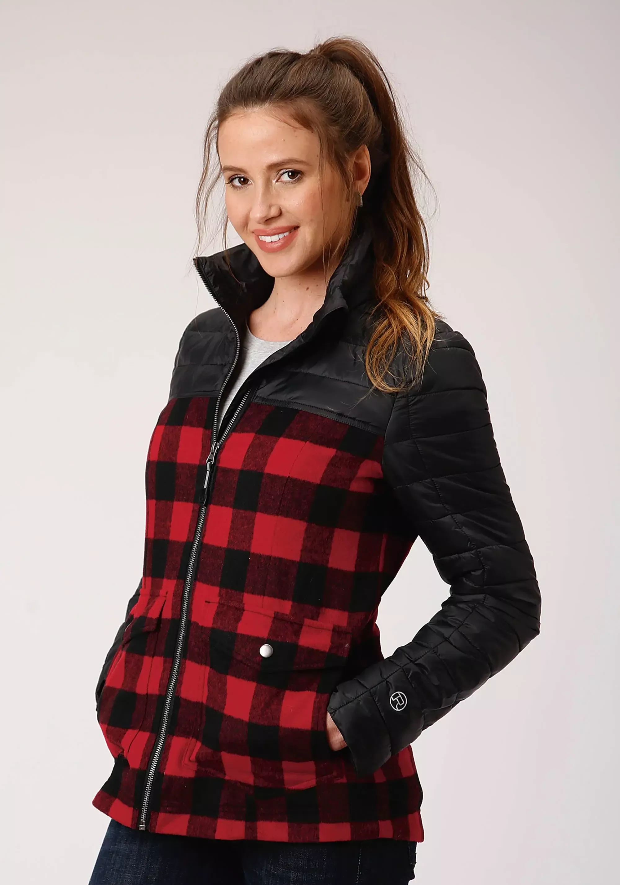 Roper Womens Black Poly Filled CrushableZip Front Jacket