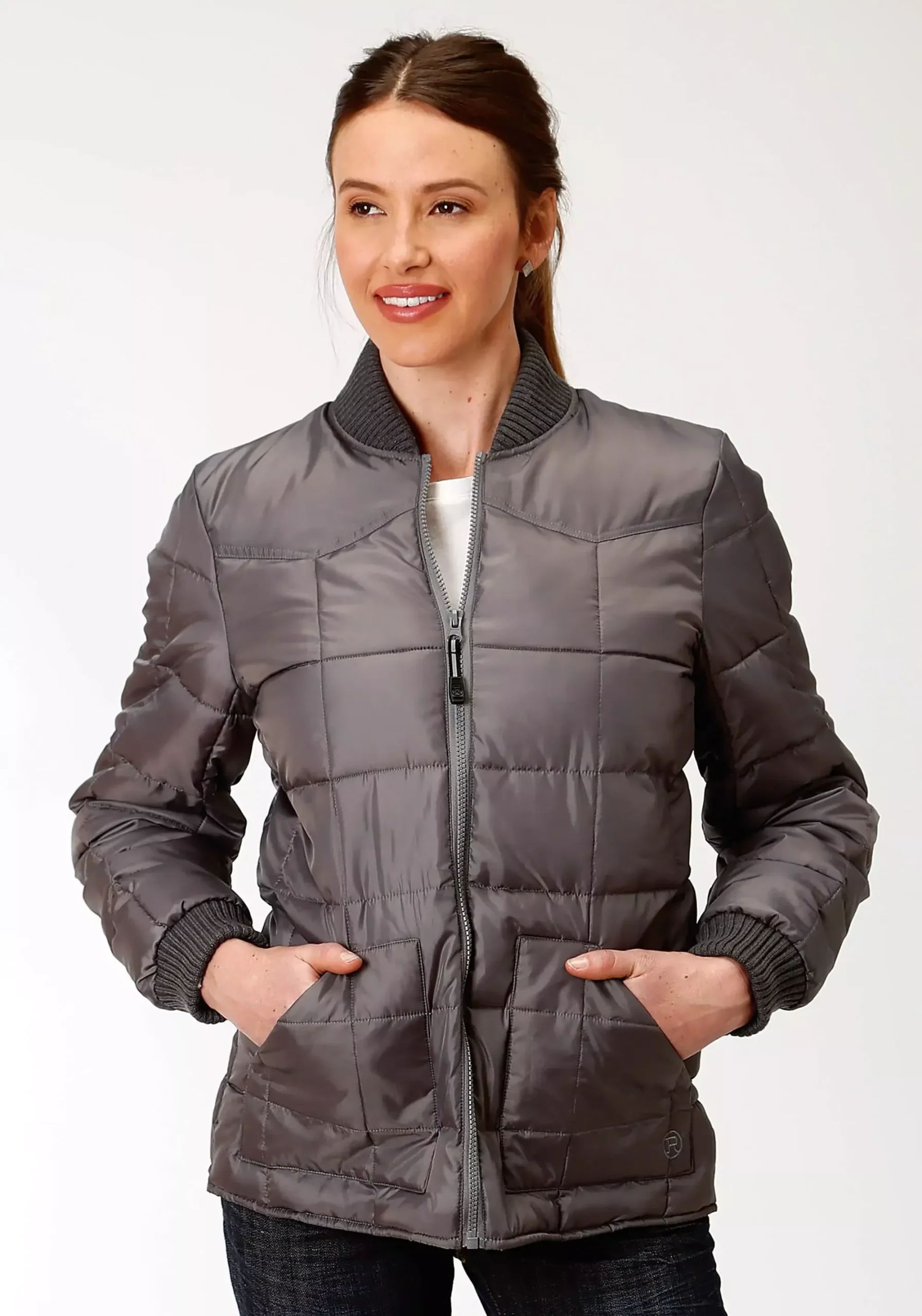 Roper Womens Grey Poly-Filled Jacket