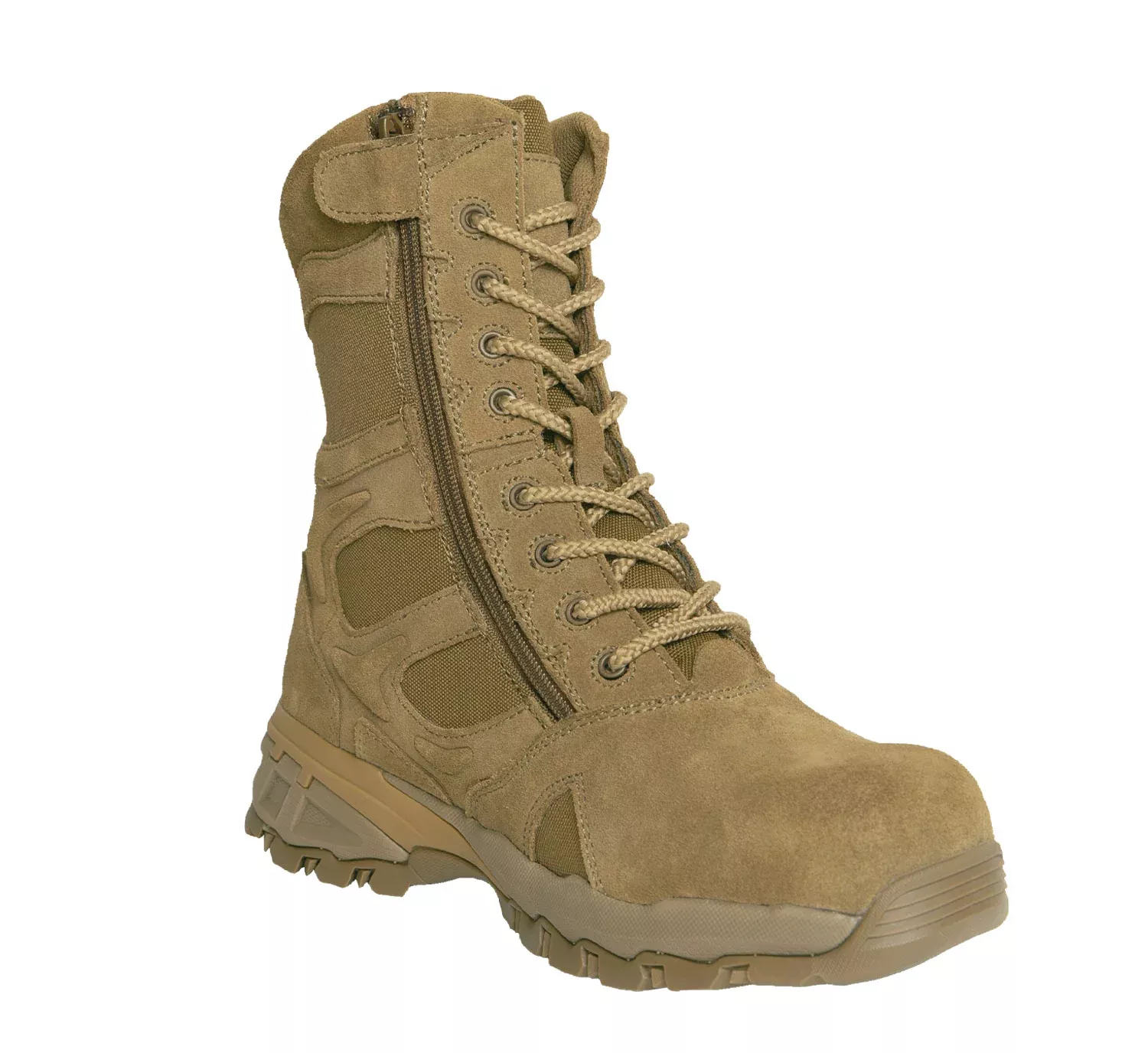 Rothco Forced Entry Composite Toe AR 670-1 Coyote Brown Side Zip Tactical Boot – 8 Inch