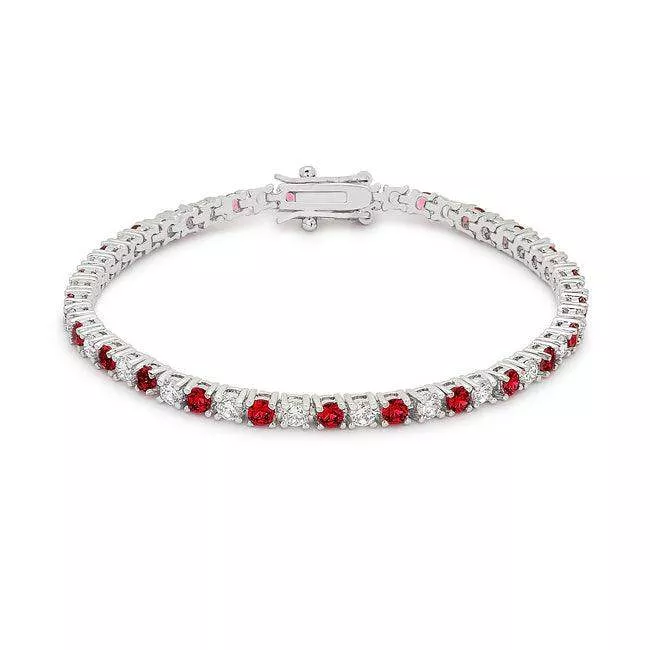 Ruby Red Cubic Zirconia Tennis Bracelet