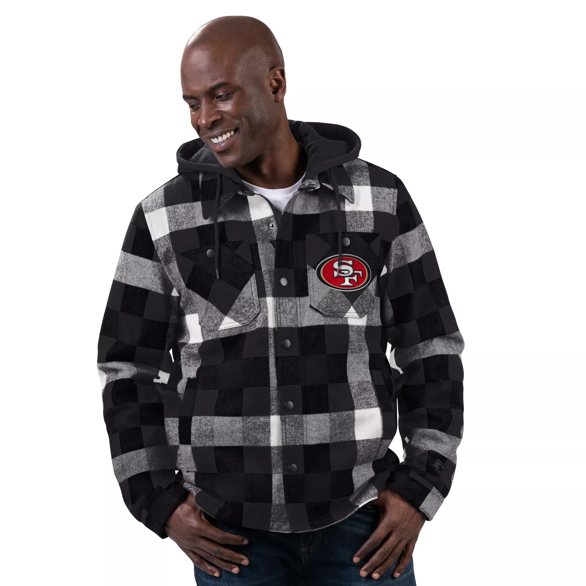 SAN FRANCISCO 49ERS MEN’S PLAID FULL-ZIP HOODIE JACKET