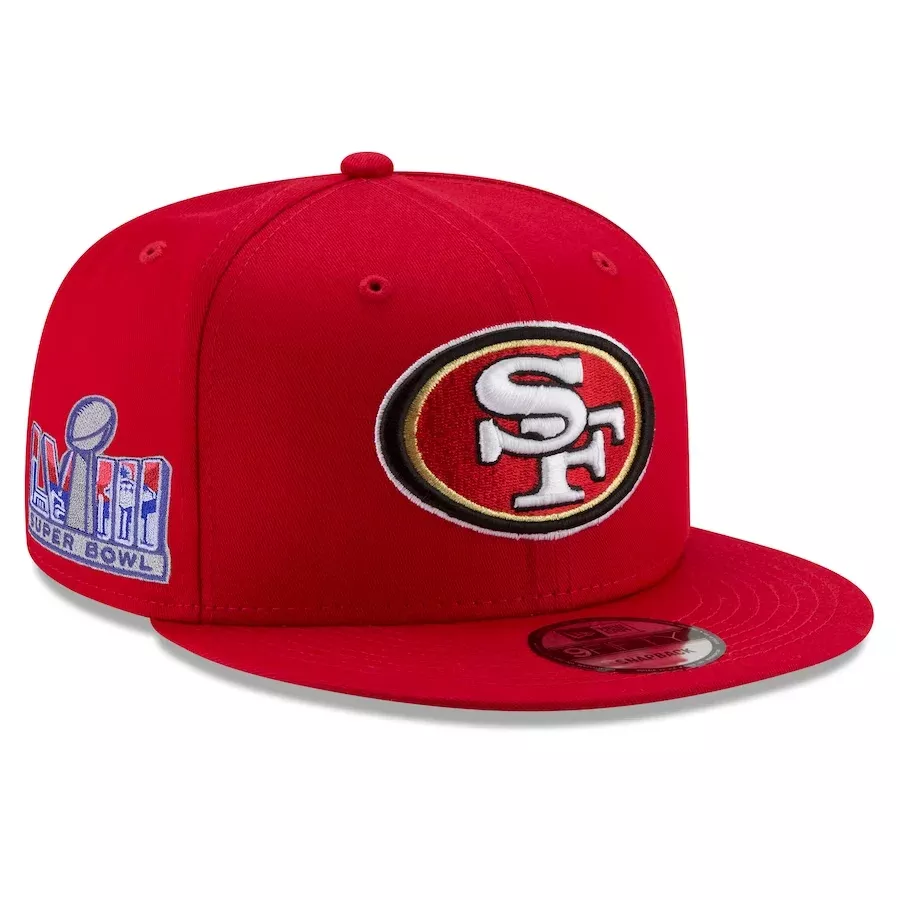 SAN FRANCISCO 49ERS SUPER BOWL LVIII SIDE PATCH 9FIFTY SNAPBACK HAT – RED