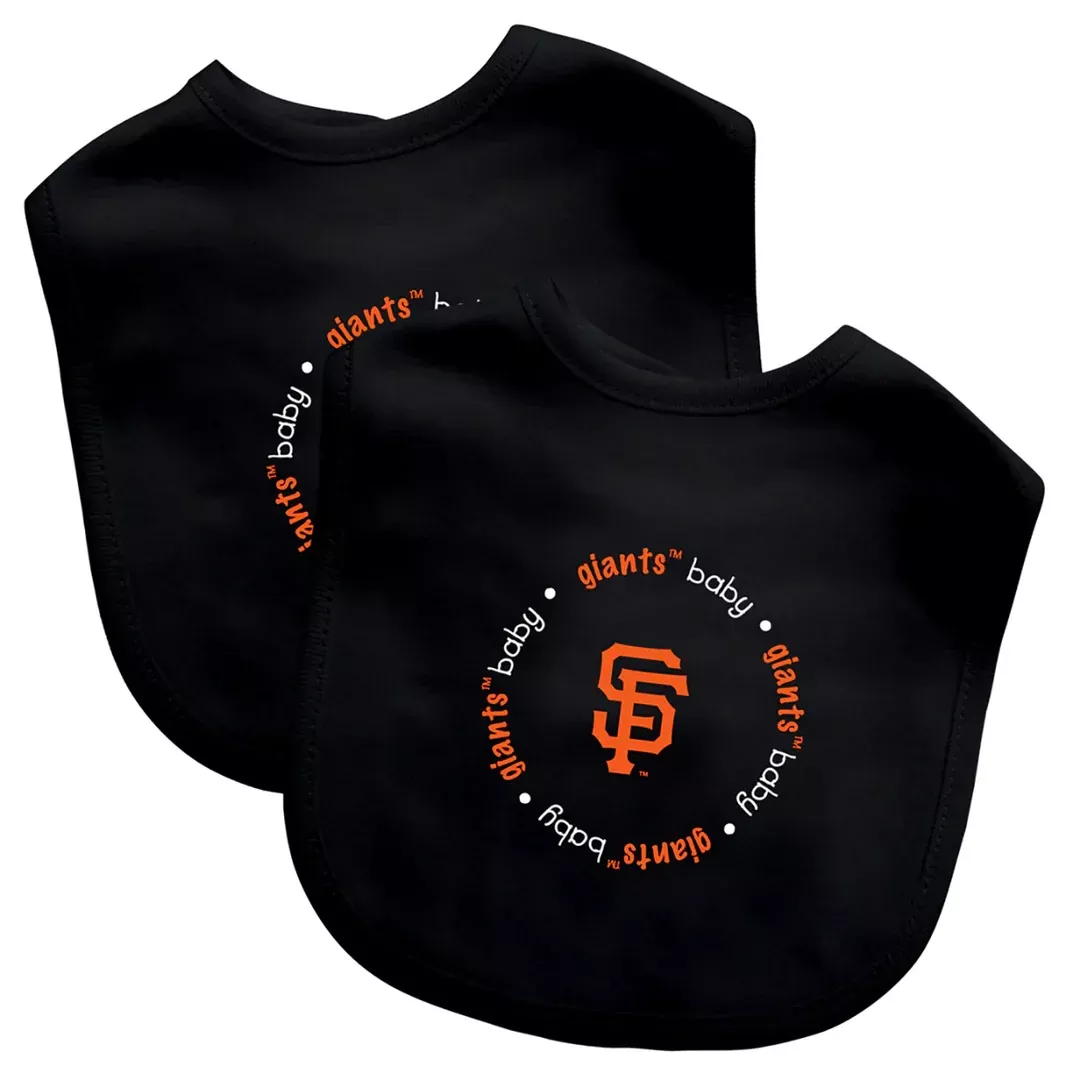 SAN FRANCISCO GIANTS BABY BIBS – 2 PACK – BLACK