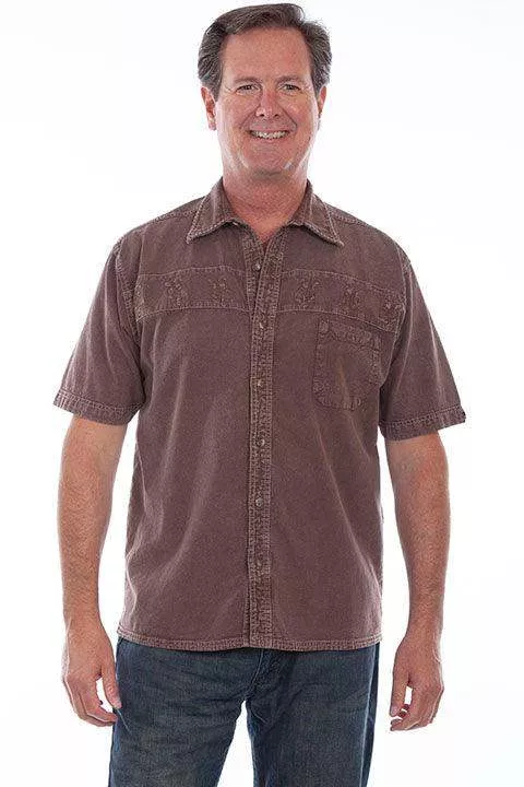 Scully Bronco & Rider Embroidered Shirt
