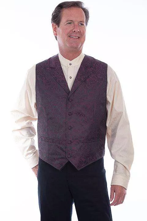Scully Jaquard Vest Burgundy